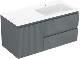 Mexen Rivel dulap baie 100 cm cu lavoar Otis dreapta, 2S, 1D, canelat, grafit/alb mat - 91A23-10047-3-BBFFF66-W18P01