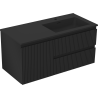 Mexen Rivel dulap baie 100 cm cu lavoar Otis dreapta, 2S, 1D, cu caneluri, negru mat - 91A23-10047-3-BBFFF71-W18P71