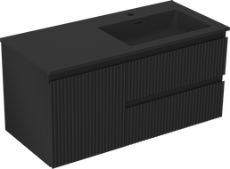 Mexen Rivel dulap baie 100 cm cu lavoar Otis dreapta, 2S, 1D, cu caneluri, negru mat - 91A23-10047-3-BBFFF71-W18P71