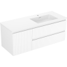 Mexen Rivel 120 cm-es Otis fürdőszobaszekrény jobb oldali mosdóval, 2S, 1D, bordázott, matt fehér