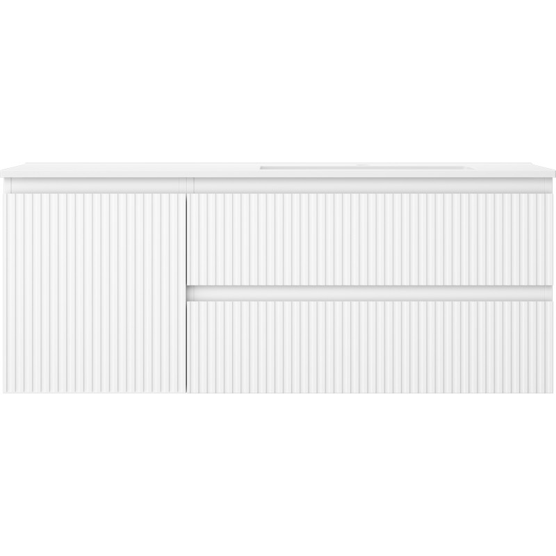 Mexen Rivel dulap baie 120 cm cu lavoar Otis dreapta, 2S, 1D, riflată, alb mat - 91A23-12047-3-BBFFF01-W18P01