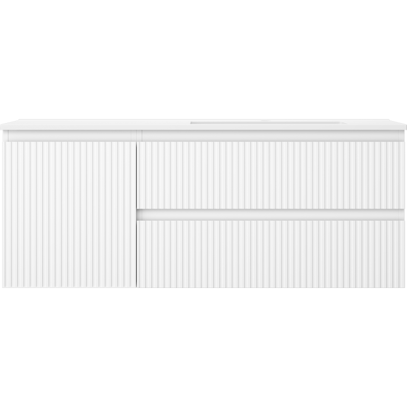 Mexen Rivel dulap baie 120 cm cu lavoar Otis drept, 2S, 1D, canelat, alb mat - 91A23-12047-3-BBFFF01-W18P01