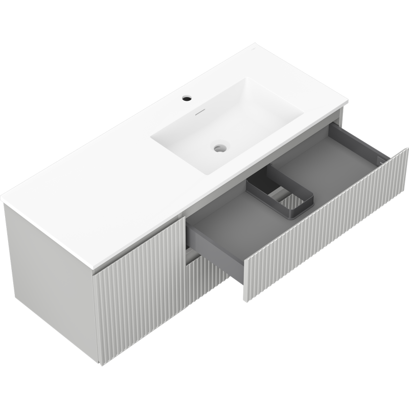 Mexen Rivel dulap baie 120 cm cu lavoar Otis dreapta, 2S, 1D, canelat, gri/alb mat - 91A23-12047-3-BBFFF62-W18P01