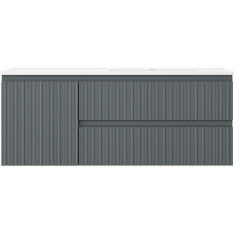 Mexen Rivel dulap baie 120 cm cu lavoar Otis dreapta, 2S, 1D, canelat, grafit/alb mat - 91A23-12047-3-BBFFF66-W18P01