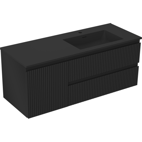 Mexen Rivel dulap baie 120 cm cu lavoar Otis dreapta, 2S, 1D, riflat, negru mat - 91A23-12047-3-BBFFF71-W18P71