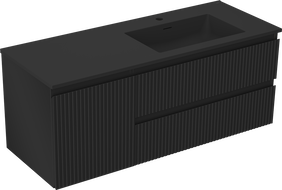 Mexen Rivel dulap baie 120 cm cu lavoar Otis dreapta, 2S, 1D, riflat, negru mat - 91A23-12047-3-BBFFF71-W18P71