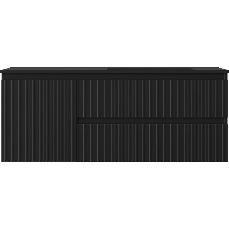 Mexen Rivel dulap baie 120 cm cu lavoar Otis dreapta, 2S, 1D, canelat, negru mat - 91A23-12047-3-BBFFF71-W18P71