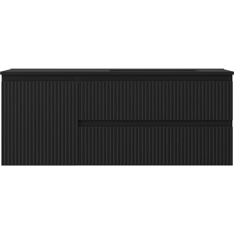 Mexen Rivel dulap baie 120 cm cu lavoar Otis dreapta, 2S, 1D, riflat, negru mat - 91A23-12047-3-BBFFF71-W18P71