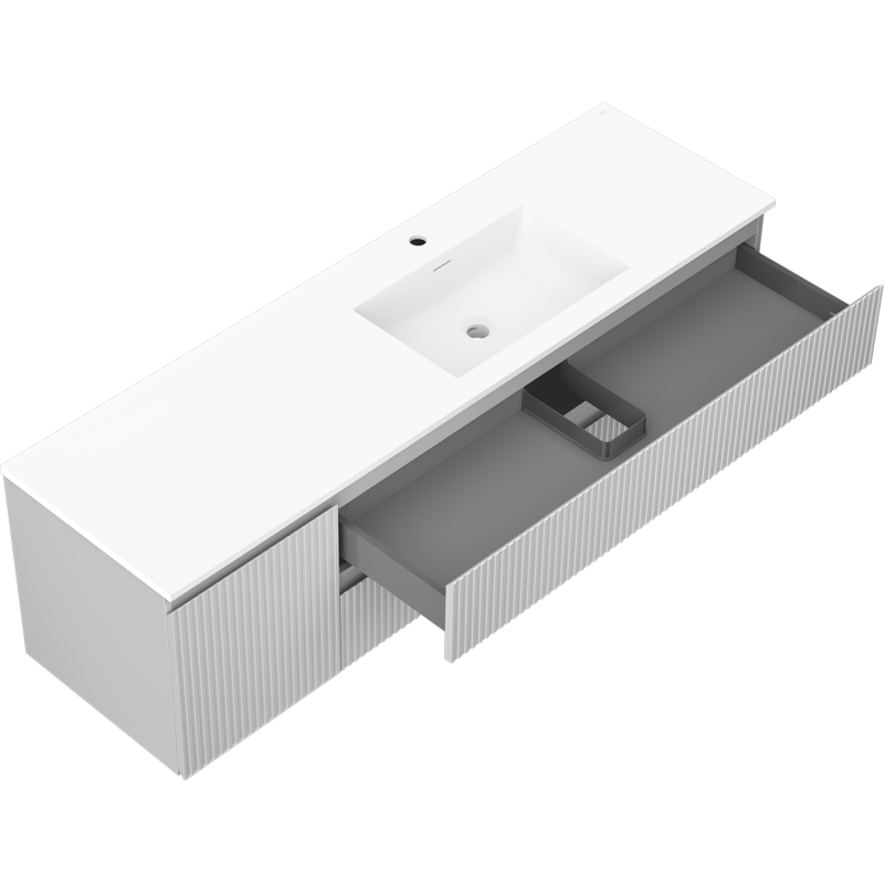 Mexen Rivel dulap baie 160 cm cu lavoar Otis dreapta, 2S, 1D, canelat, gri/alb mat - 91A23-16047-3-BBFFF62-W18P01