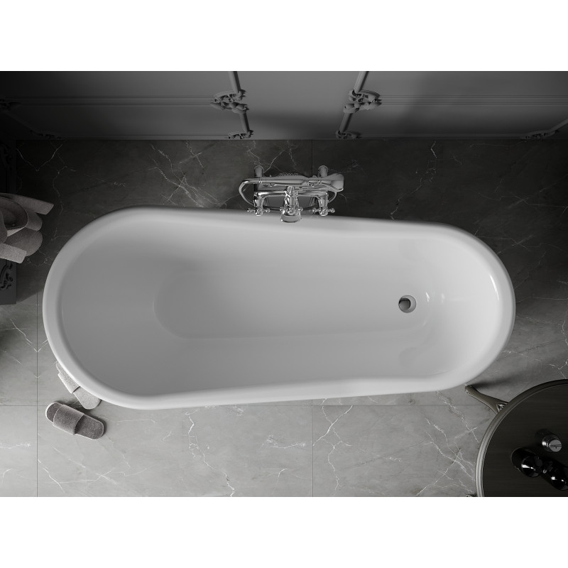 Mexen Retro cada freestanding 170 x 75 cm, albă, picioare cromate - 53251707500-00
