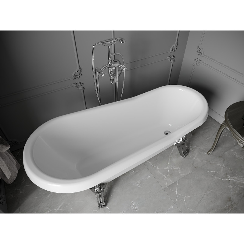 Mexen Retro cada freestanding 170 x 75 cm, albă, picioare cromate - 53251707500-00