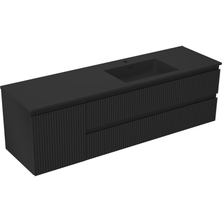Mexen Rivel dulap de baie 160 cm cu chiuvetă Otis dreapta, 2S, 1D, canelat, negru mat - 91A23-16047-3-BBFFF71-W18P71