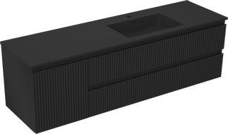 Mexen Rivel dulap de baie 160 cm cu chiuvetă Otis dreapta, 2S, 1D, canelat, negru mat - 91A23-16047-3-BBFFF71-W18P71