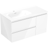 Mexen Orio 90 cm-es fürdőszobaszekrény Vela mosdóval balos, 2S, 1D, fehér fényes - 91A13-09047-3-BBFFF00-W23L00