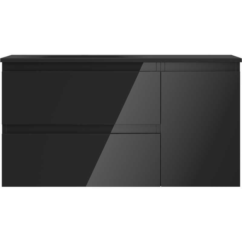 Mexen Orio dulap baie 90 cm cu lavoar Vela stânga, 2S, 1D, negru lucios/negru mat - 91A13-09047-3-BBFFF70-W23L71