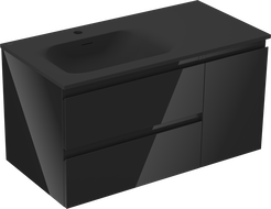 Mexen Orio dulap baie 90 cm cu lavoar Vela stânga, 2S, 1D, negru lucios/negru mat - 91A13-09047-3-BBFFF70-W23L71