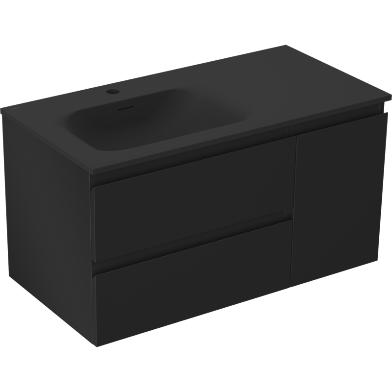 Mexen Orio dulap baie 90 cm cu lavoar Vela stânga, 2S, 1D, negru mat - 91A13-09047-3-BBFFF71-W23L71