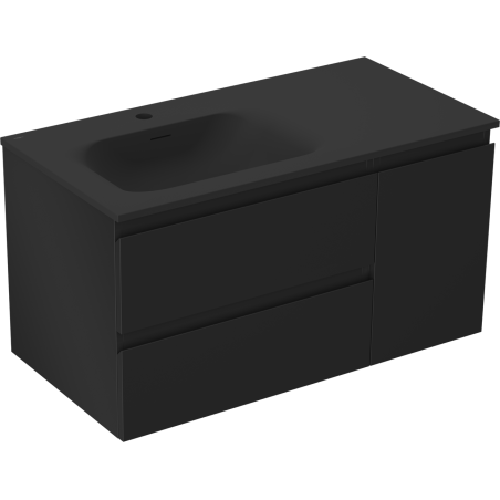 Mexen Orio dulap baie 90 cm cu lavoar Vela stânga, 2S, 1D, negru mat - 91A13-09047-3-BBFFF71-W23L71