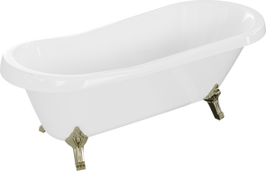 Mexen Retro cadă de sine stătătoare 170 x 75 cm, albă, picioare aurii - 53251707500-50