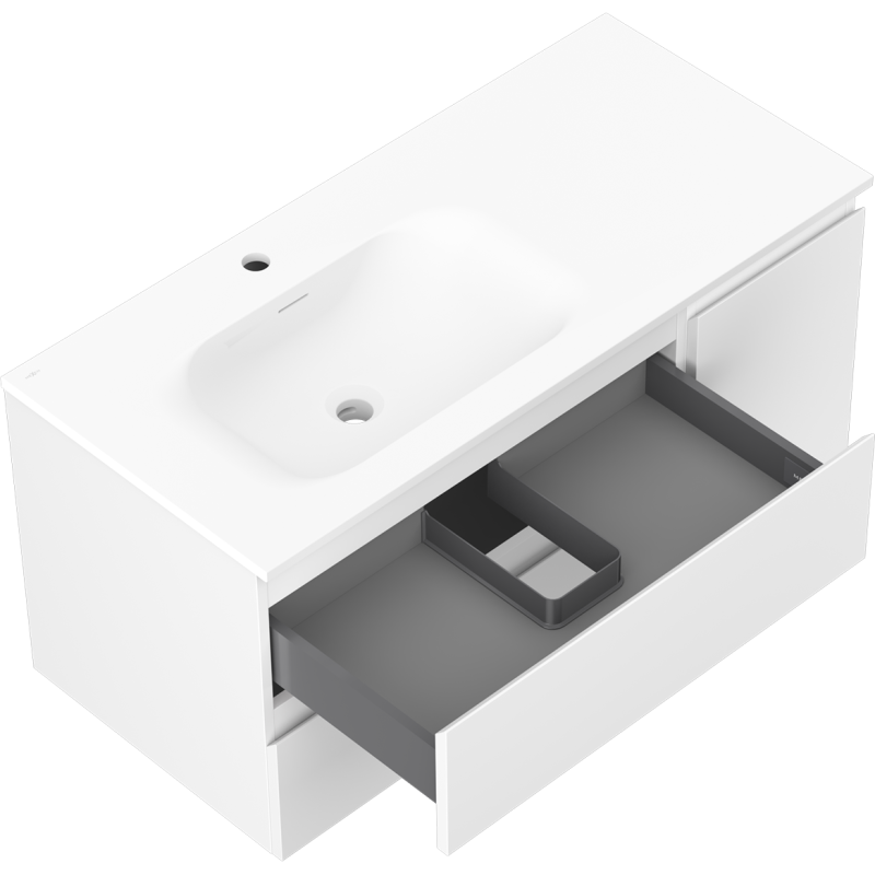 Mexen Orio dulap baie 100 cm cu lavoar Vela stânga, 2S, 1D, alb mat - 91A13-10047-3-BBFFFF01-W23L01