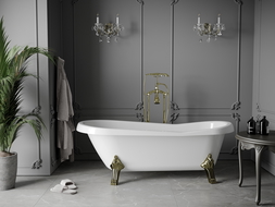 Mexen Retro cadă de sine stătătoare 170 x 75 cm, albă, picioare aurii - 53251707500-50