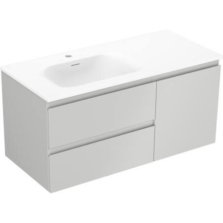 Mexen Orio dulap baie 100 cm cu chiuvetă Vela stângă, 2 sertare, 1 ușă, mat gri/alb mat - 91A13-10047-3-BBFFF62-W23L01