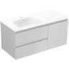 Mexen Orio 100 cm-es fürdőszobaszekrény balos Vela mosdóval, 2 fiók, 1 ajtó, szürke matt/fehér matt