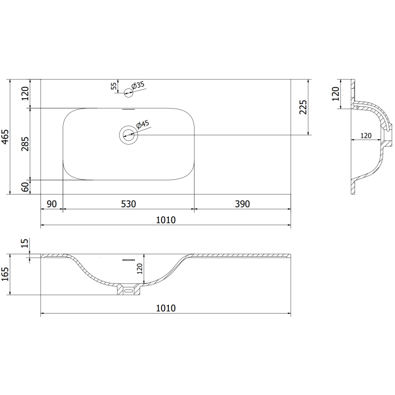Mexen Orio dulap baie 100 cm cu lavoar Vela stângă, 2S, 1D, negru lucios/negru mat - 91A13-10047-3-BBFFF70-W23L71