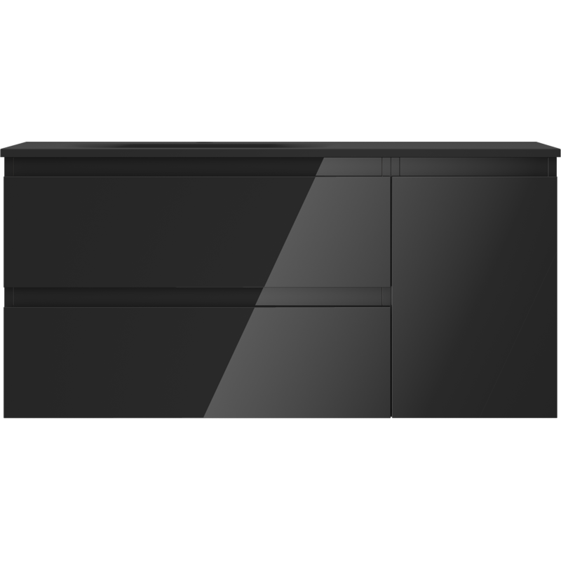 Mexen Orio dulap baie 100 cm cu lavoar Vela stângă, 2S, 1D, negru lucios/negru mat - 91A13-10047-3-BBFFF70-W23L71