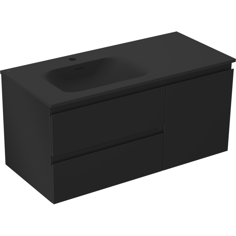 Mexen Orio dulap baie 100 cm cu chiuvetă Vela stângă, 2S, 1D, negru mat - 91A13-10047-3-BBFFF71-W23L71