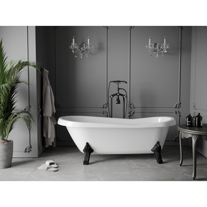 Mexen Retro cadă freestanding 170 x 75 cm, albă, picioare negre - 53251707500-70