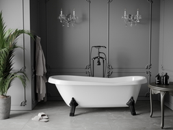 Mexen Retro cadă de baie freestanding 170 x 75 cm, albă, picioare negre - 53251707500-70