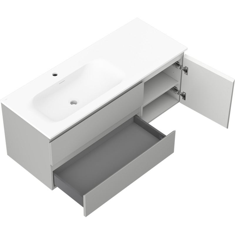 Mexen Orio dulap baie 120 cm cu lavoar Vela stânga, 2S, 1U, gri mat/alb mat - 91A13-12047-3-BBFFF62-W23L01