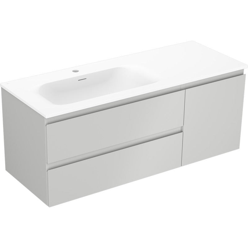 Mexen Orio dulap baie 120 cm cu lavoar Vela stânga, 2S, 1U, gri mat/alb mat - 91A13-12047-3-BBFFF62-W23L01