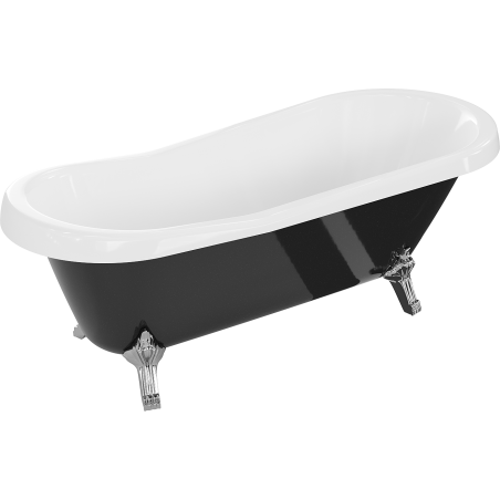 Cade Retro Mexen, cadă freestanding 170 x 75 cm, albă/neagră, picioare crom - 53251707575-00
