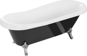 Mexen Retro cadă freestanding 170 x 75 cm, albă/neagră, picioare crom - 53251707575-00