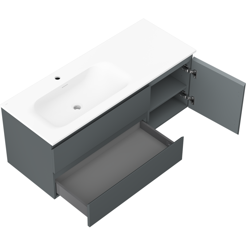 Mexen Orio dulap baie 120 cm cu lavoar Vela stânga, 2S, 1D, grafit mat/alb mat - 91A13-12047-3-BBFFF66-W23L01