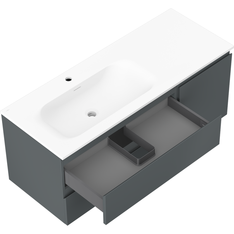 Mexen Orio dulap baie 120 cm cu lavoar Vela stânga, 2S, 1D, grafit mat/alb mat - 91A13-12047-3-BBFFF66-W23L01