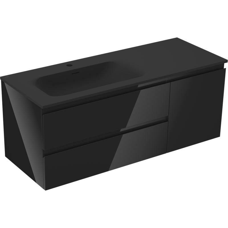 Mexen Orio dulap de baie 120 cm cu chiuvetă Vela stânga, 2S, 1D, negru lucios/negru mat - 91A13-12047-3-BBFFF70-W23L71