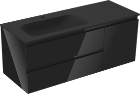 Mexen Orio dulap baie 120 cm cu lavoar Vela stâng, 2S, 1D, negru lucios/negru mat - 91A13-12047-3-BBFFF70-W23L71