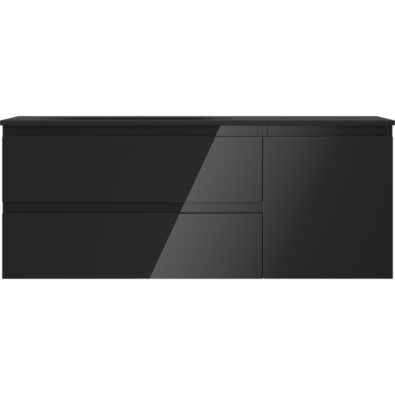 Mexen Orio dulap baie 120 cm cu lavoar Vela stâng, 2S, 1D, negru lucios/negru mat - 91A13-12047-3-BBFFF70-W23L71