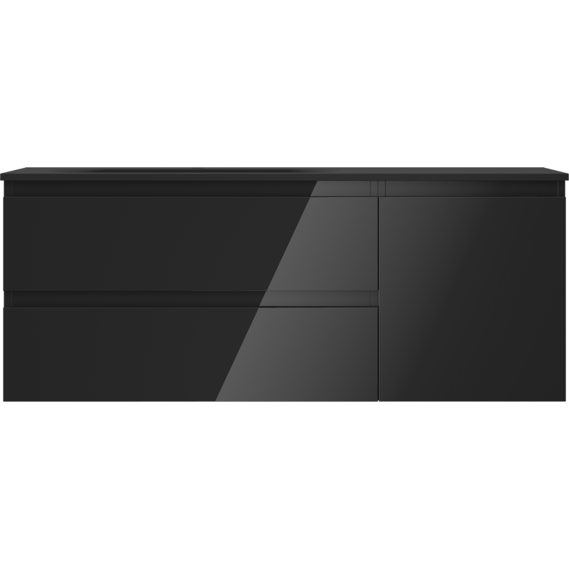 Mexen Orio dulap de baie 120 cm cu chiuvetă Vela stânga, 2S, 1D, negru lucios/negru mat - 91A13-12047-3-BBFFF70-W23L71