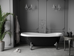 Mexen Retro cadă freestanding 170 x 75 cm, albă/neagră, picioare crom - 53251707575-00