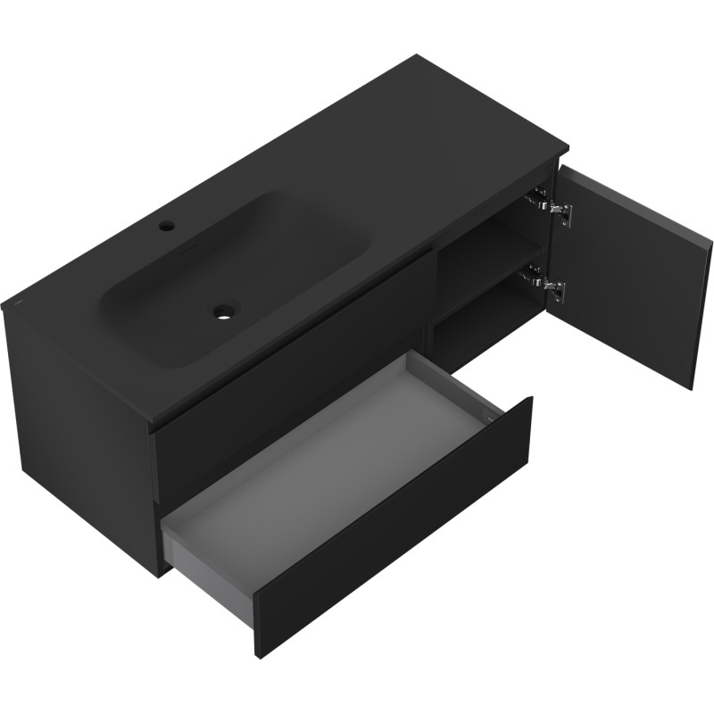 Mexen Orio dulap baie 120 cm cu lavoar Vela stânga, 2S, 1D, negru mat - 91A13-12047-3-BBFFF71-W23L71