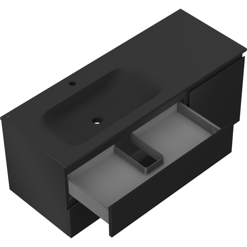 Mexen Orio dulap baie 120 cm cu lavoar Vela stânga, 2S, 1D, negru mat - 91A13-12047-3-BBFFF71-W23L71