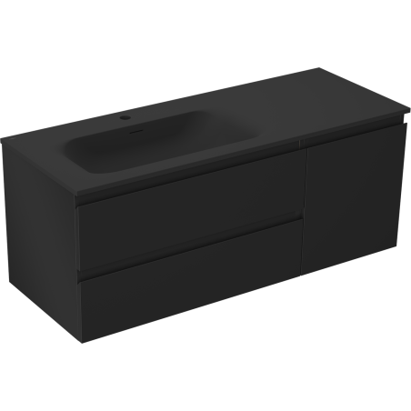 Mexen Orio dulap de baie 120 cm cu lavoar Vela stâng, 2S, 1D, negru mat - 91A13-12047-3-BBFFF71-W23L71