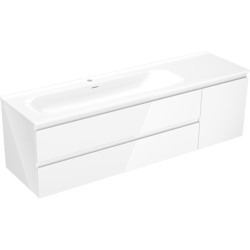 Mexen Orio dulap de baie 160 cm cu lavoar Vela stânga, 2S, 1D, alb lucios - 91A13-16047-3-BBFFF00-W23L00