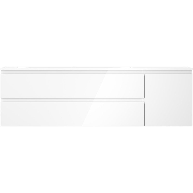 Mexen Orio 160 cm-es fürdőszobaszekrény Vela mosdóval, baloldali, 2S, 1D, fehér fényes - 91A13-16047-3-BBFFF00-W23L00
