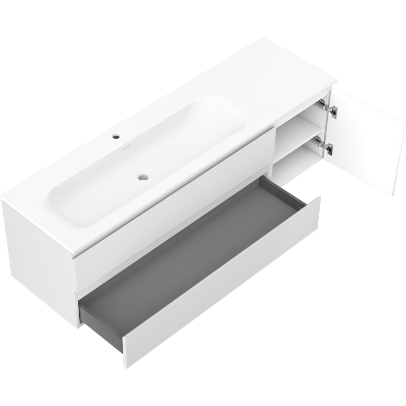 Mexen Orio dulap pentru baie 160 cm cu lavoar Vela stânga, 2S, 1D, alb mat - 91A13-16047-3-BBFFFF01-W23L01