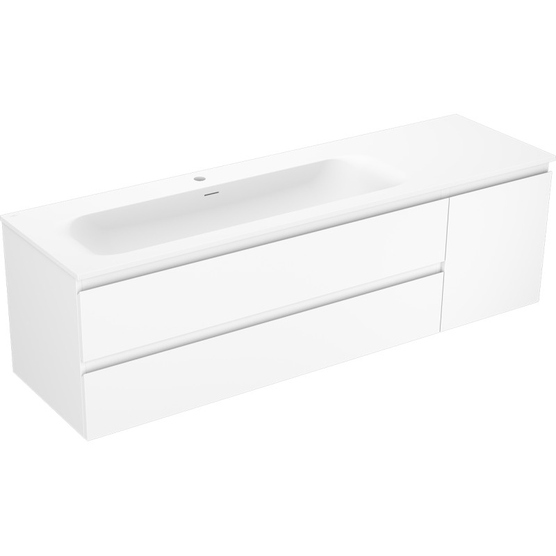 Mexen Orio dulap de baie 160 cm cu chiuvetă Vela stânga, 2S, 1D, alb mat - 91A13-16047-3-BBFFFF01-W23L01